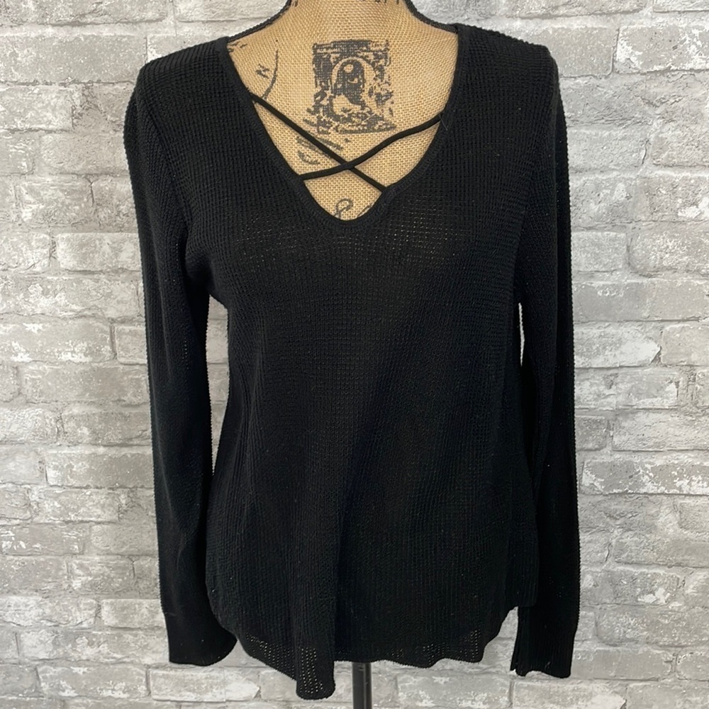 Miami Strappy Neckline Black Sweater
